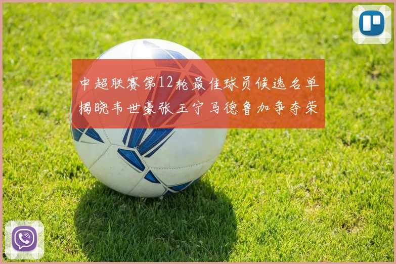 中超联赛第12轮最佳球员候选名单揭晓韦世豪张玉宁马德鲁加争夺荣誉